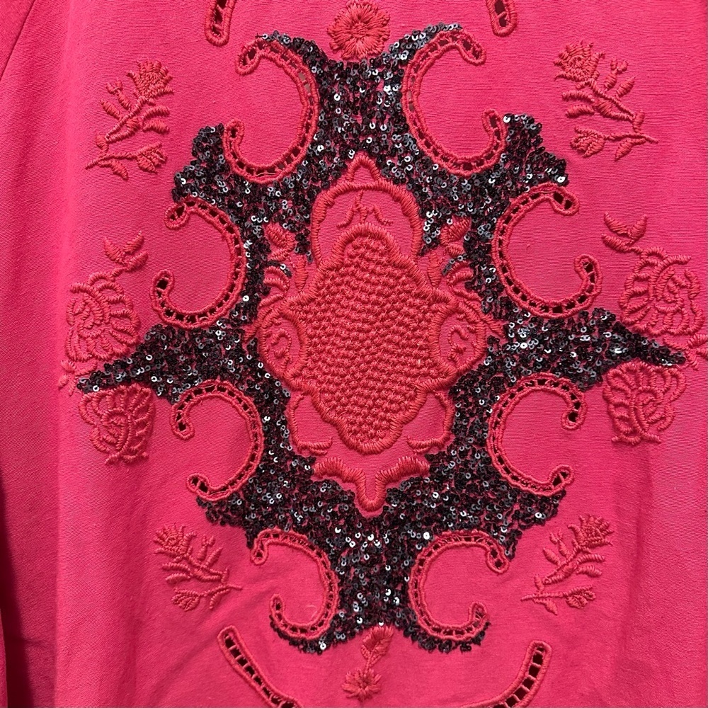 Orfeonegro Studio Oversized Sequin Embroidered Open Cardigan Top Pink XXL - Picture 4 of 9